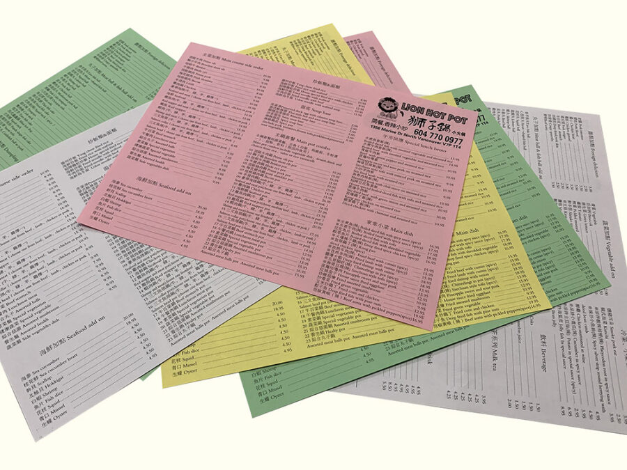 Takeout menu(monochrome)